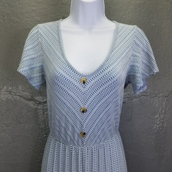 CAUTION TO THE WIND Anthropologie Jumpsuit Women's S Blue White Stripe Open Back - Picture 3 of 16